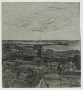 28901 Overzicht van de stad Utrecht met de huizen in de omgeving van het Paardenveld vanaf de toren van de Jacobikerk ...